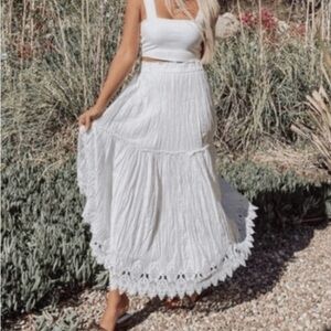 Zara White Cotton Maxi Skirt
